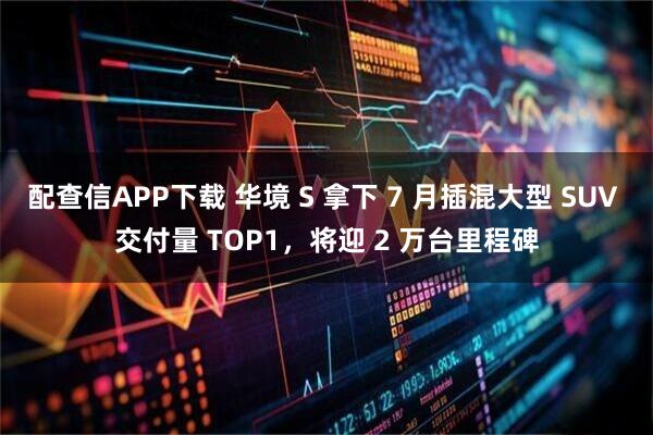 配查信APP下载 华境 S 拿下 7 月插混大型 SUV 交付量 TOP1，将迎 2 万台里程碑